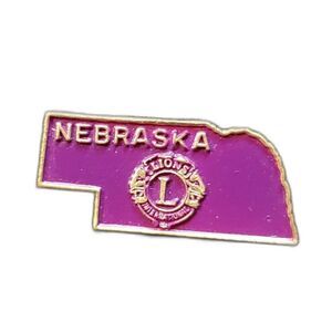 VTG Nebraska State Pinback Lions Club Pin Purple Lapel Hat Brooch Badge Estate
